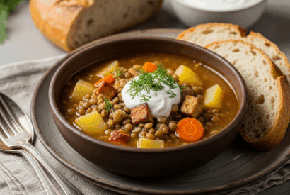 Thumbnail for Smoky Slovak Lentil and Potato Soup (Fazuľová Polievka)